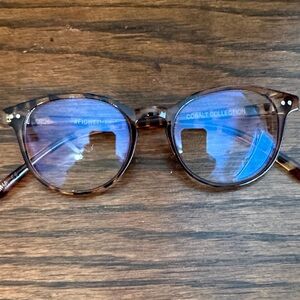 Tortoise Shell Glasses with Blue Lenses